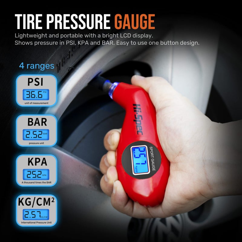 Hi-Spec 65pc Compact Auto Garage Tool Kit Set with Digital Tire Pressure Gauge. Essential Car Vehicle Repair Tools in a Toolbox Case of Screwdrivers, Sockets, Wrench and Magnetic Pickup - Image 3